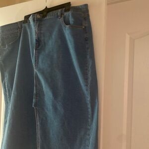 ELOQUII: long denim skirt with front split